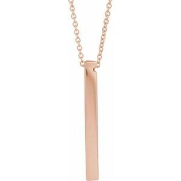 Kazi Luxury Engravable Bar Necklace - 14K Rose Gold (16-18 In)